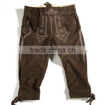 Children Lederhose Genuine Suede Bavarian Lederhosen Kniebund Dark Brown