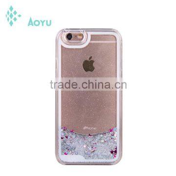 2016 wholesale Dynamic Flowing Sand glass Hourglass Glitter Quicksand cover colorful clear transparent phone case for iphone 6