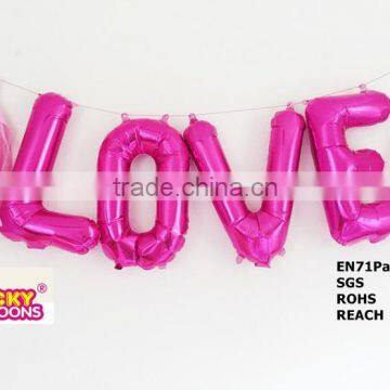 16 inch slim shape small pink wedding foil balloon letters wholesale                        
                                                                                Supplier's Choice