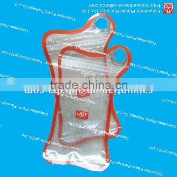 special shape plastic packaging bag with hanger hole/special color design custome package bag