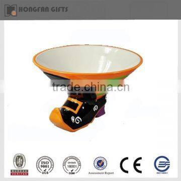 porcelain decorative colorful high knee shoes shaped bowl