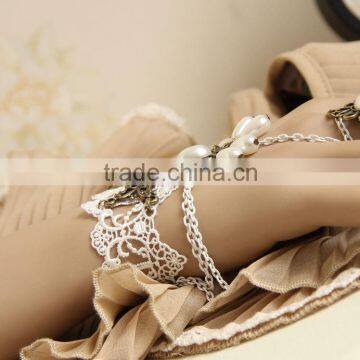 Vintage Hand Harness Lace Slave Bracelet Chain Ring photo-2