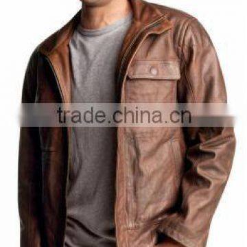 with two pockets custom 100% polyester men leather jacket wholesale