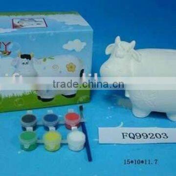 DIY ceramic product cattle coin box saving bank