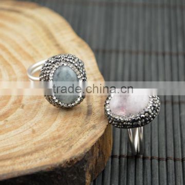 LFD-008R ~ Wholesale Druzy Stone Pave Rhinestone Rings Jewelry Finding