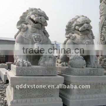 natural limestone carving big lions for decoration