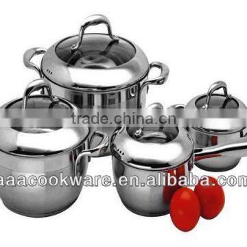 12pcs 18/8 stainless steel cookware sets / conical apple shape / hollow handle with silicon