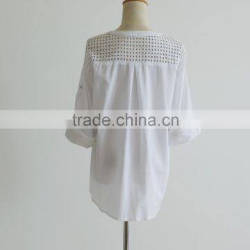 New Fashion Spring and Autumn White Cotton Blouses Pattern