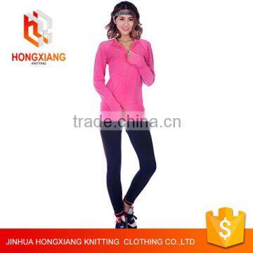 Hongxiang Yoga Breathable Lightweight Sport Full Zip Jacket, Cotton Jacquard POLO Collar Long-sleeved Jacket With Wrist