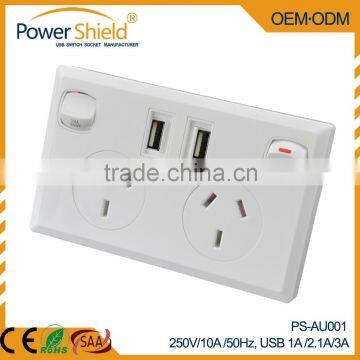 Hot Sales Type I Australia/New Zealand Dual USB Wall Power Plugs 250V 10A With SAA photo-2