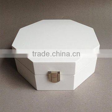 Wholesale New Design Wood Box White Hexagon Mirror Jewelry Case photo-4