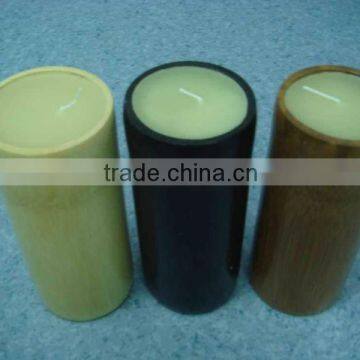 Round Bamboo Candle Holder