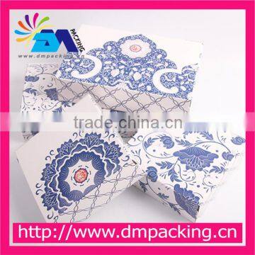 blue and white porcelain printing square paper card dessert box