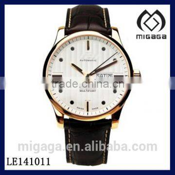 Fashion quality soft cowhide band men's mechanical watch