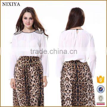 Long Sleeve Lady Blouse with Beading Shoulder Top Selling Products 2015