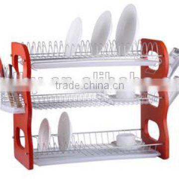 China LBY hot-sale wooden 3 tiers dish rack with tray and cutlery holder