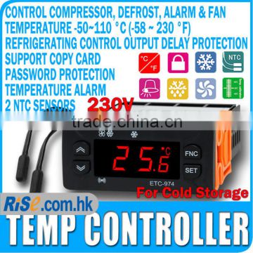 230V NTC Cold Storage ETC-974 C F Temp Thermostat Temperature Controller