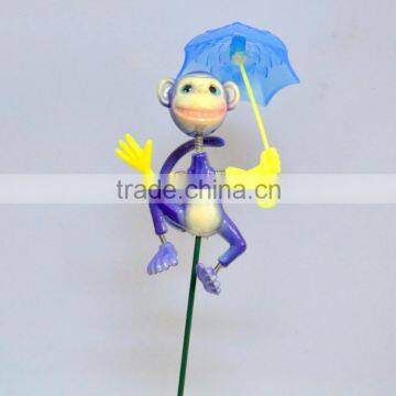 4 Inch Decorative Monkey With Umbrella Outdoor Yard Plastic Garden Animals Sticks photo-3