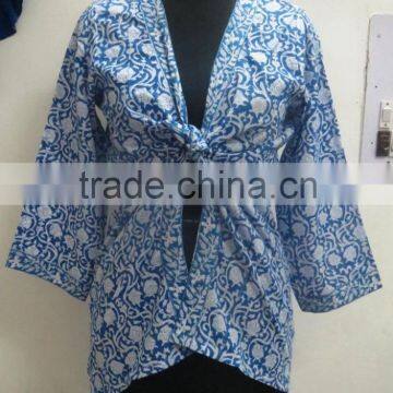 Indian Handmade Girls Wear Stylish Top Designer Women Beach Blouse Modern Girls Wear Block Printed Dress Sexy Casual Wear Top