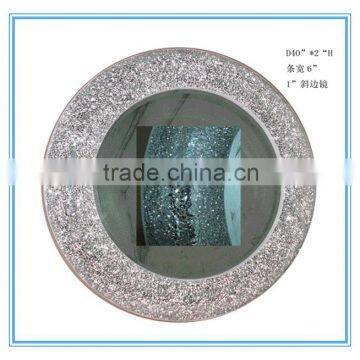 Silvery decorative crystal mosaic oval bathroom wall concave mirror