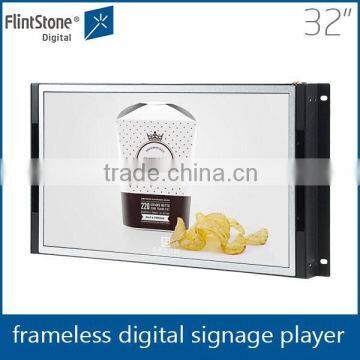 32 inch frameless ad TV, open frame LCD digital signage video player, full HD 1080p USB media player