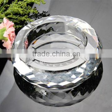 Round transparent crystal ashtray