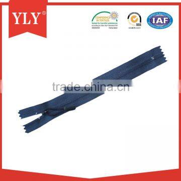 Invisible open end nylon zipper for coat