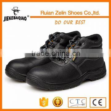 Lace up Steel Toe/plate Midsole Middle Cut Black Ankle Leather Safety Shoes photo-2