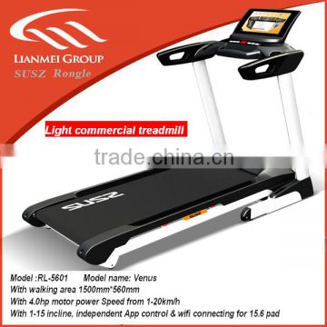 light commerical treadmill with TV 15.6 touch screen pad . max.loading 180kgs ,Speed from 1-20km/h