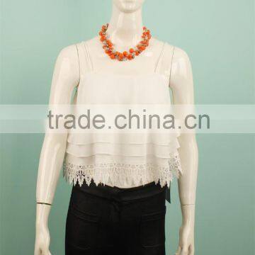 2015 Models Chiffon Blouse Lace in the Bottom Online Shopping photo-3