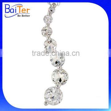 Fashion White Gold Plated Pave Clear Cubic Zircon CZ 925 Sterling Silver Journey Pendant Necklace Pendant