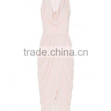 Lady's Silk Crepe de Chin Drape Evening Dress photo-6