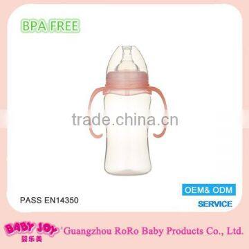 Hot sale factory price excellent quality cute design 8oz 240ml standard neck durable BPA free plastic infant milk feeding bottle