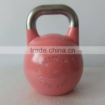 2016 NEW HOT steel competition kettlebell with stainless steel handle,one step strech froming, laser carved by computer