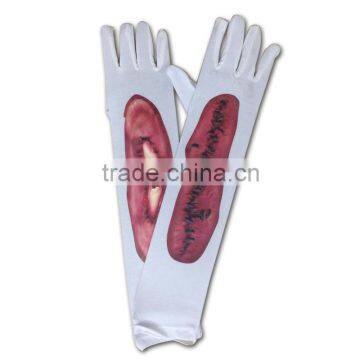 white halloween costume long arm gloves LG-028