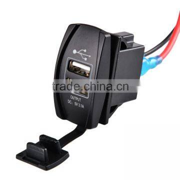 New Waterproof Dc 12v - 24v Input USB 2 Port Car Charger SV019603