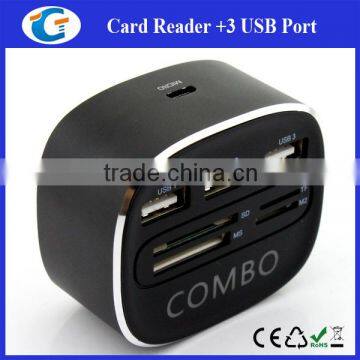 3 Ports Hub Usb With Card Readers - Customized Led Logo for Gifts photo-3