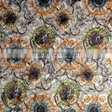 colorful FLORAL PRINTED TC fabric WITH EMBROIDERY