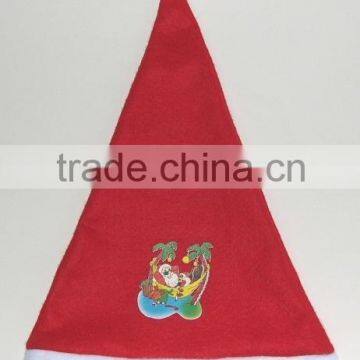 2016 Promotional Gift Fabric Christmas santa hats Embroidery Design