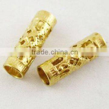 Unplated Brass Tube Hollow Beads, ,4mm in diameter, 12mm long, hole: 3mm(EC019Y)