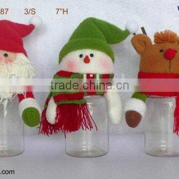 plush head PET bottle Christmas candy container