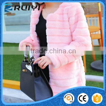 traditional women's clothing stripe fake fur long coat