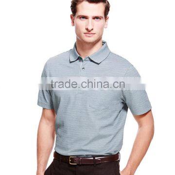 men's fashion striped pique polo shirt