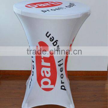 Beautiful printing spandex bar cocktail table cover/cloth for weddings