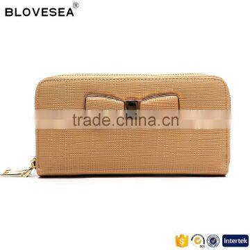 Vintage Style Butterfly Ladies Bag Wallet for Ladies Strap Bowknot Ornament Double Zipper Fashion pu Leather Wallet to Important