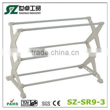 white plastic 3 tier folding shoe rack