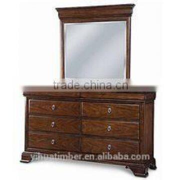 6 drawer wooden dresser classic mirror design bedroom furniture