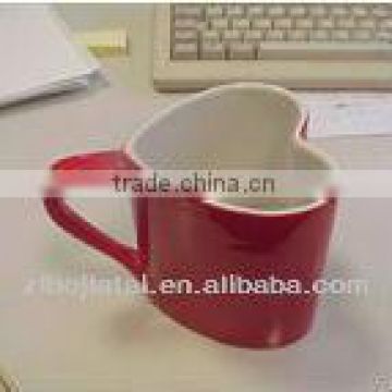 Red Glazed Ceramic Heart Shape Mug