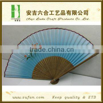 personalized new style blue cloth bamboo fan