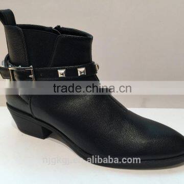 black elastic button ankle boots for women